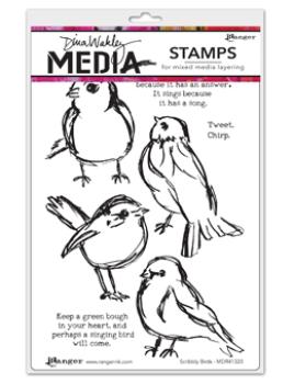 Dina Wakley Stempelset - Scribbly Birds