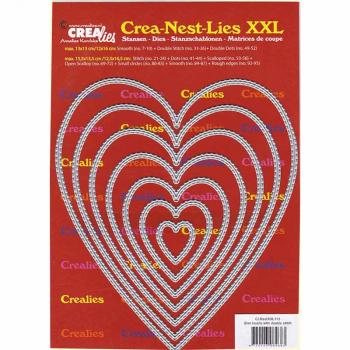 Crealies Crea-Nest-Lies XXL No. 113 Slim Hearts DOUBLE STICH LINES Baschtelhuette.ch