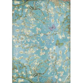 ❁DFSA4546 Stamperia Reispapier - Atelier - Blossom Blue Background