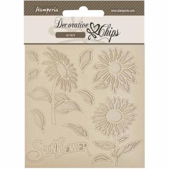 scb169 Stamperia Decorative Chips Sunflower Art