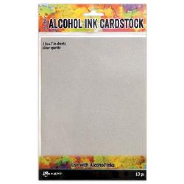 Alcohol Ink Cardstock Silver Sparkle von Tim Holtz